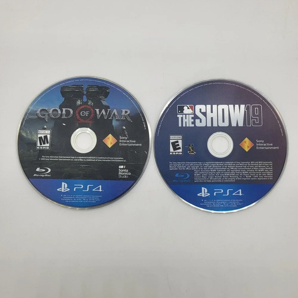 Lot Of 2 PlayStation 4 Games Discs Only (No Cases) God Of War & MLB The Show 19